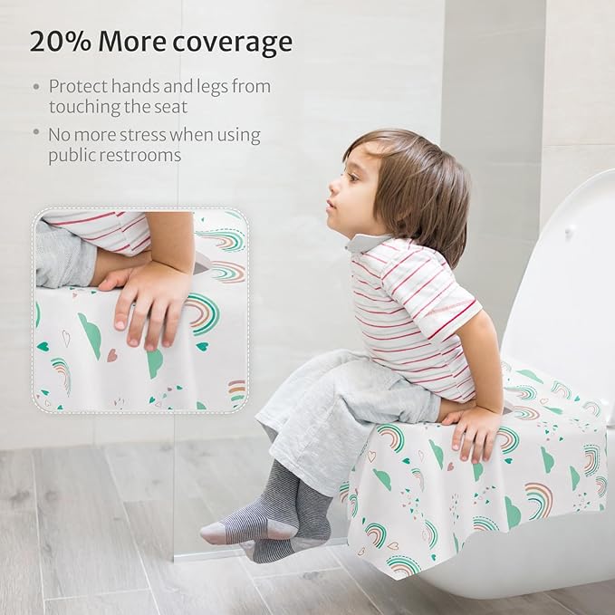 Blissful Diary 30 Pcs Toilet Seat Covers Disposable for Toddlers & Adults, Extra Large Waterproof, Portable Package for Travel, Kids Potty Training