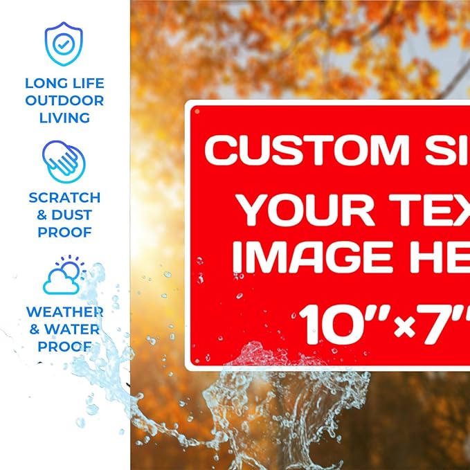 Personalized Aluminum Metal Signs - Weatherproof, Custom Text & Picture, Multiple Sizes, Hazard, Garden, Custom Door, Business Signs