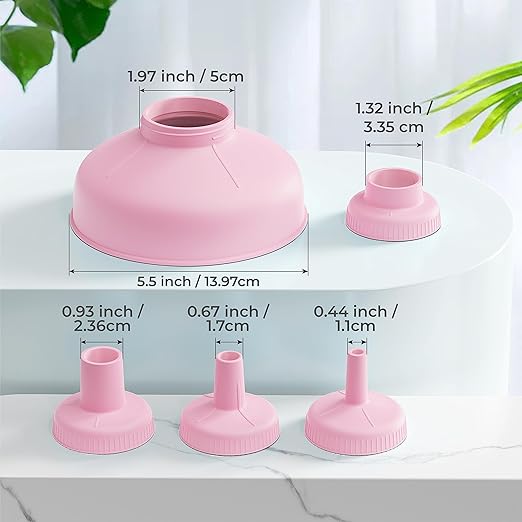 Wide Mouth Kitchen Funnel, Food Grade Plastic Cooking Canning Funnel with 4 Sizes Spouts for Filling Wide and Regular Mason Jars, Spray Dropper Oil Bottle Jug Spices Shampoo Sauce