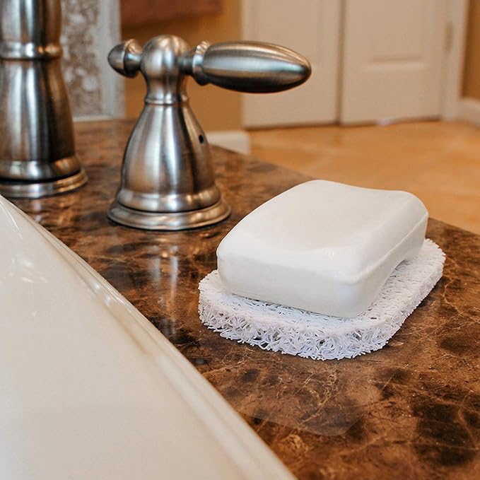 Soap Dish Stainless Steel Bar Soap Holder for Shower Bathroom, Self-draining Soap Dishes Sponge Holder for Kitchen Sink, Easy Cleaning Quick Dry with White Soap Saver