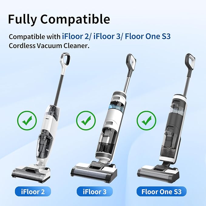 keluke Roller Brush Replacement Compatible with Tineco iFloor 3,Floor One S3, iFloor 2 Cordless Vacuum Cleaner, Replacement Parts Include 2 Brush Rollers