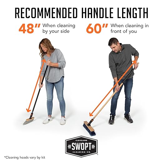 SWOPT Angled Broom Head + Push Broom Head + 17” Steel Dustpan – Multi-Surface Cleaning Kit Interchangeable with All SWOPT Cleaning Products for More Efficient Cleaning and Storage