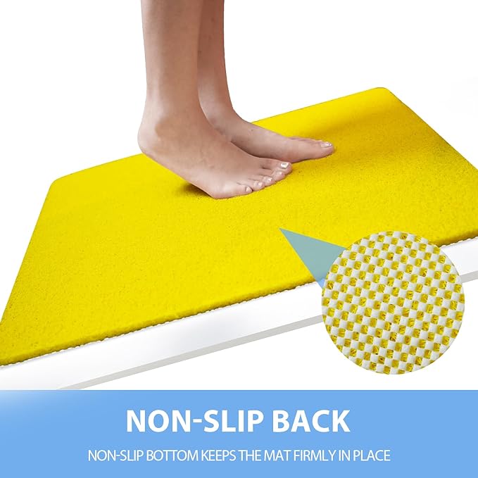 Non-Slip Bathtub Mat, Anti Slip Shower Mat, Fast Drying Bathtub Mats, Foot Scrubber Mat, Anti Slip Mat for Tub, Floor, Bathroom, Kitchen, Home, Hotel (Yellow 24"×16")