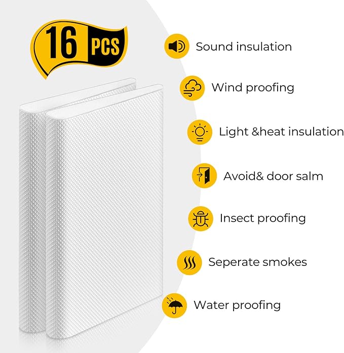 Zonon 16 Pieces Door Corner Seal Weatherstripping Exterior Door Frame Seal Draft Stopper Adhesive Corner Pads for Weather Stripping and Draft Protection (White)