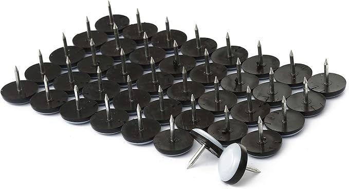 Furniture Glides Sliders-Furnigear PTFE (Teflon) Chair Leg Movers Sliders for Carpet and Hardwood Surface - Move Your Furniture Easy & Safely - Best Floor Protector (1 inch/Nail, 40pack)