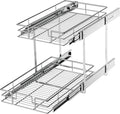 LOVMOR 2 Tier Individual Pull Out Cabinet Organizer 11½" W x 21½" D, Slide Out Kitchen Cabinet Storage Sliding Shelves