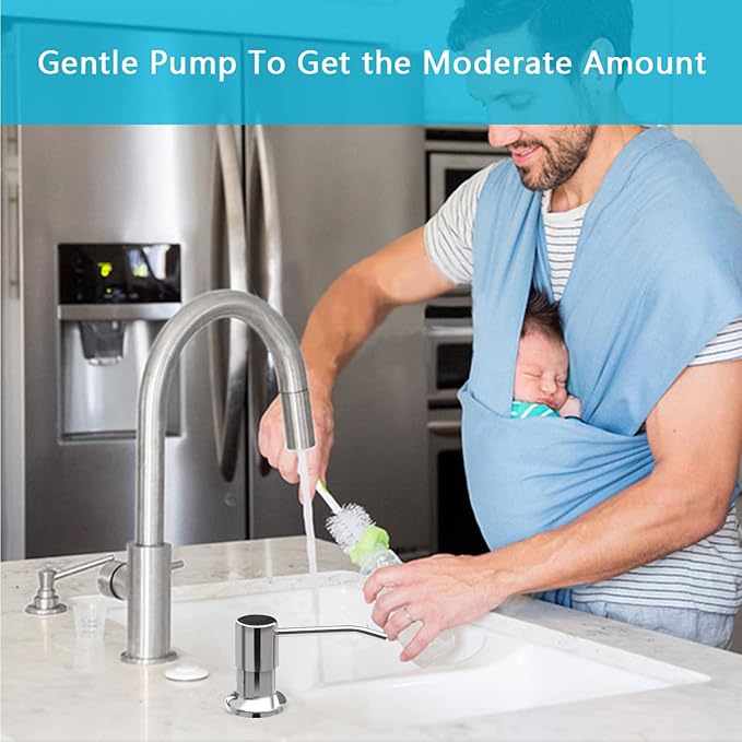 Soap Dispenser for Kitchen Sink, Kichen Sink Soap Dispenser, 47"" Extension Tube kit, Under Sink Soap Dispenser Pump, No Need More Refills, Good Suction Power, Chrome