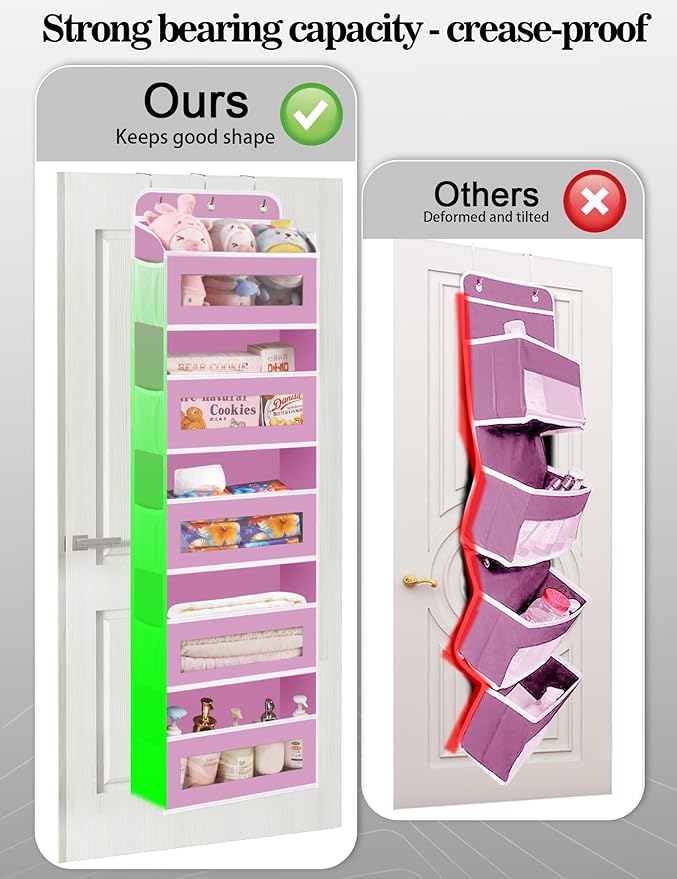 Over The Door Organizer, 5 Shelves Closet Door Hanging Organizer with 10 Mesh Pockets, Nursery Closet Organizer, Baby Essentials, Dorm Room Essentials for Girls