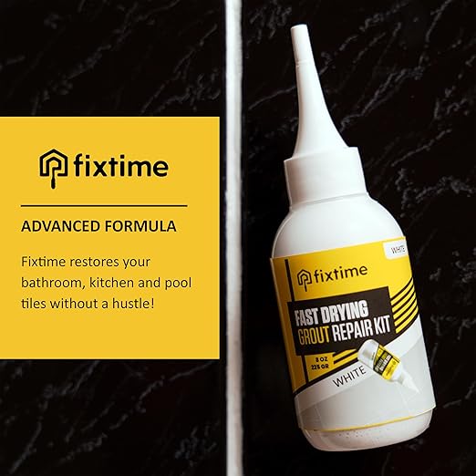 Grout Repair Kit - White Grout Filler Tube - Grout Crack Repair, Premixed Grout Filler Repair, Fast Drying Grout Sealer for Floor Tile - Spatula Included (White, 8oz)