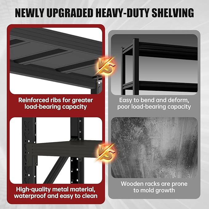 60" W Storage Shelves Heavy Duty, 4 Tier Metal Garage Shelving Units, 5000LBS Heavy Duty Adjustable Shelf, Garage Storage Rack, Industrial Shelving for Shop, Warehouse,60" W x 24" D x 79" H