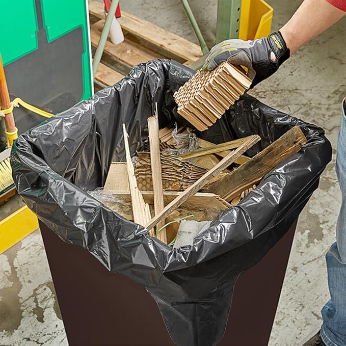 Contractor Heavy Duty Trash Bags 55 Gallon | 10 Count | 2 MIL | 36" X 56" | Large Black Flap Tie Construction Garbage Bags for Business Home Commercial, Industrial, Storage, Outdoor