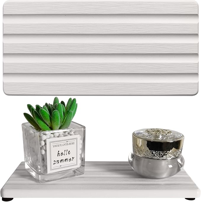 Diatomite Soap Dish, Water Absorbing Stone Tray, Kitchen Sink Organizer, Fast Drying Counter Holder (White, 9.5" x 4.7"/24 x 12cm)