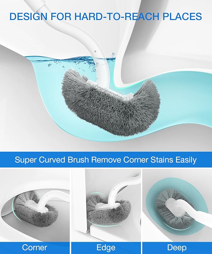 Bathroom Toilet Brush, OSCIOSS Toilet Cleaner Brush [2 Pack] with Ergonomic Design, Compact Size, Durable Bristles, Wall Mounted RV Toilet Brush for Bathroom Cleaning