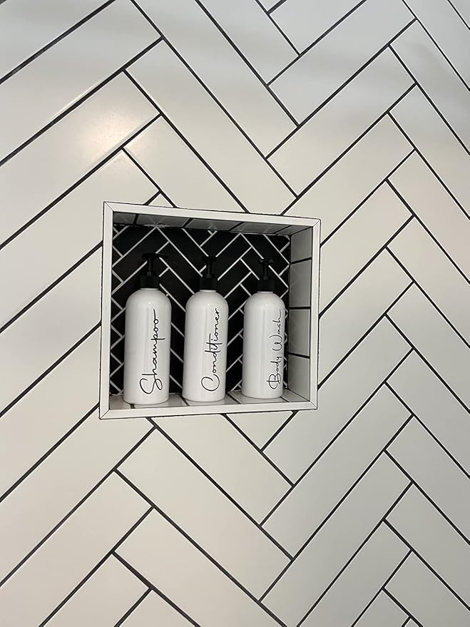 Alora 16oz Refillable Shampoo and Conditioner Dispenser Bottles - Set of 3 - Pump Bottle Dispenser for Shampoo, Conditioner, Body Wash - Empty Plastic Refillable Containers for Shower, Matte White