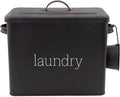 AuldHome Design Enamelware Laundry Powder Container (Black), Enamelware Detergent Bin w/ Scoop