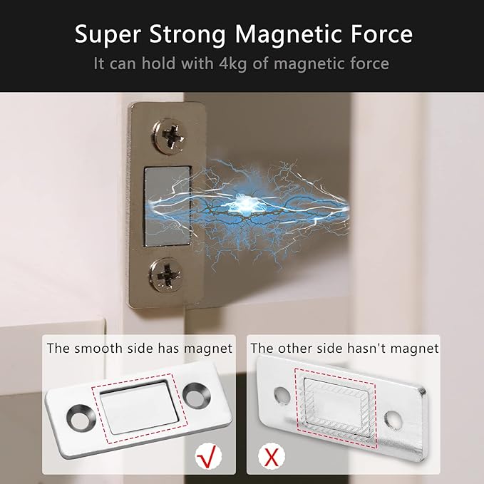 Cabinet Magnetic Catch, 10 Pack Ultra Thin Magnetic Cabinet Door Catch, Adhesive Cabinet Magnets for Kitchen Drawer Cabinet Door Closet, Concealed Strong Magnetic Cabinet Latch
