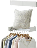 Clothes Drying Rack, Laundry Hanger Dryer Rack, Wall Mounted Drying Rack for Laundry, Foldable Drying Rack Indoor Outdoor, 19.7" Wide, 4 Aluminum Rods, 40 lb Capacity (White 19.7")