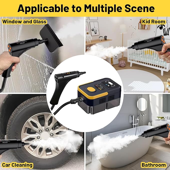 Steam Cleaners, 2500W High Pressure Steamer for Cleaning, Handheld Portable Steam Cleaner, 15s Fast Heat-Up & 42.3oz Tank, Steamer Cleaner for Home, Car, Kitchen, Bathroom, Floor, Grout, Tile