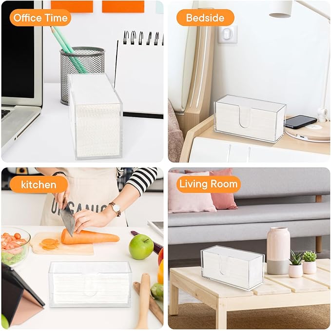 2Pcs Acrylic Paper Towel Dispenser, Paper Towel Holder Countertop Clear Multi Trifold Napkin Holder, Suitable for Z-fold, C-fold or MultiFold Paper Towels for Bathroom, Toilet, Kitchen
