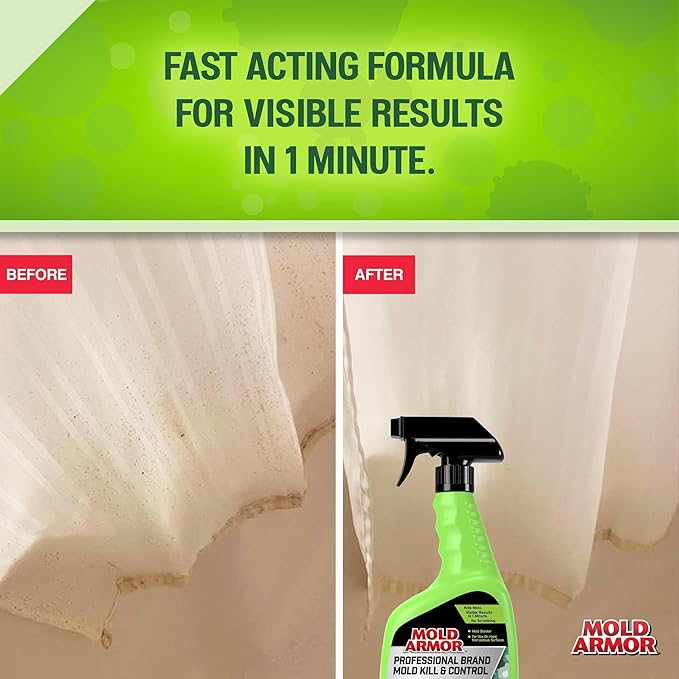 Mold Armor Professional Brand Mold Kill & Control Spray, 32 oz., Hard Surface Mold and Mildew Remover, Visible Results in Minutes, Eliminates Bacteria and Viruses