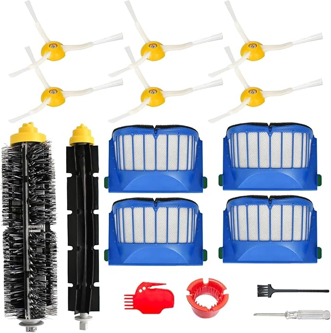 Replacement Parts Accessories Kit for iRobot Roomba 675 694 692 614 670 677 671 691 676 639 679 615 600 Series Robot Vacuum Attachment, 1 Bristle Brush, 6 Side Brush, 4 Filter
