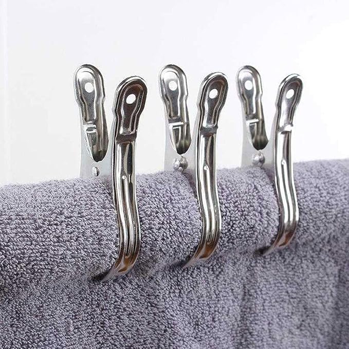Metal ClothesPins,Row Cover Clips 20 Pack 3.5 Inch Stainless Steel Pool Towel Clips,Chair Clips for Beach Towels,Garden Clips，Greenhouse Clamps：Quilts, Blankets from Blow Away Or Decline