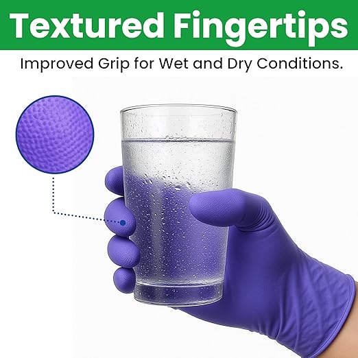 SafeWay Nitrile Disposable Gloves — Multi-Purpose Powder-Free, Non-Latex, Medical Use, and Textured Fingertips for Food Prep, Cleaning, Tattoo, Nursing, Lab, Examination, & More — (10000pcs, X-Large)