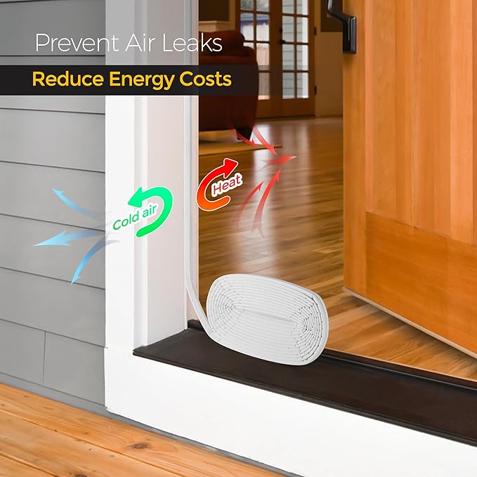 Weather Stripping Door Seal Strip - Soundproof Q Foam for Door Frame, Exterior Large Gap - Easy to Install (White, 50FT)