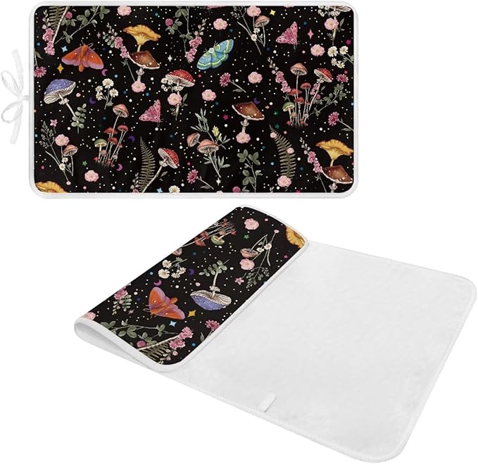 Mushroom Ironing Mat Portable Ironing Pad Blanket for Table Top Heat Resistance Travel Small 32 x 16 Inch Foldable Lightweight Iron Mats for Washer and Dryer