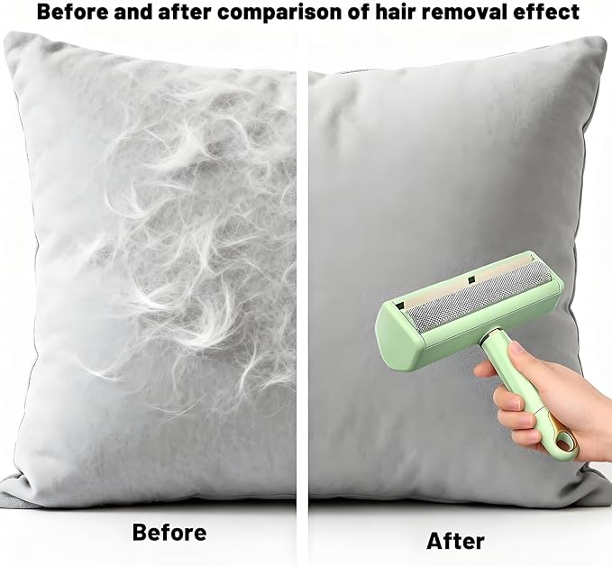 Pet Hair Remover Lint Roller - Washable Reusable, Static Adsorption for Cat Dog Hair Removal On Furniture, Sofas, Bedding, Carpets，Pet Hair Removal Tool，Dog Hair Remover，Lint Remover (Green)