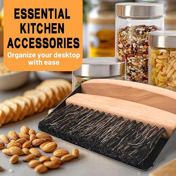 Mini Broom and Dustpan Set,Small Broom and Dustpan Set for The Kitchen,Portable Cleaning Brush and Dustpan,Wooden Mini Dustpan and Brush Set for Kitchen,Pet Care Home,Sofa and Tabletop