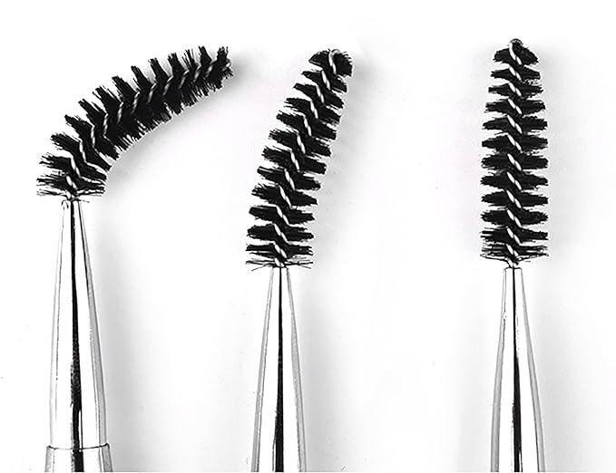 2PCS Mascara Brushes, Eyebrow Eyelash Brushes, Mascara Wands Spooly Applicators, Eye Brushes, Portable Cosmetic Brushes with Cap Spoolies Brushes for Eyelash Extensions and Eyebrows, Black