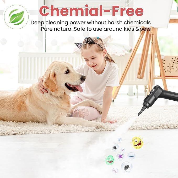 Handheld Steam Cleaner for Home, 2500W High Pressure Steam Cleaner for Car Detailing, 3 Steam Levels, 1600Ml Tank, High Heat Steamer for Bed Bugs, Couch, Furniture, Kitchen, Bathroom, Floors