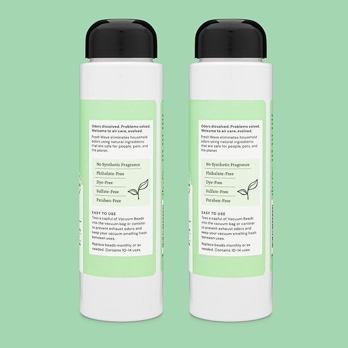 Fresh Wave Vacuum Odor Eliminating & Deodorizer Beads, 5.25 oz. | Pack of 2 | Safer Odor Relief | Natural Plant-Based Odor Eliminator | Odor Absorbers for Home | Keeps Vacuum Fresh Between Uses