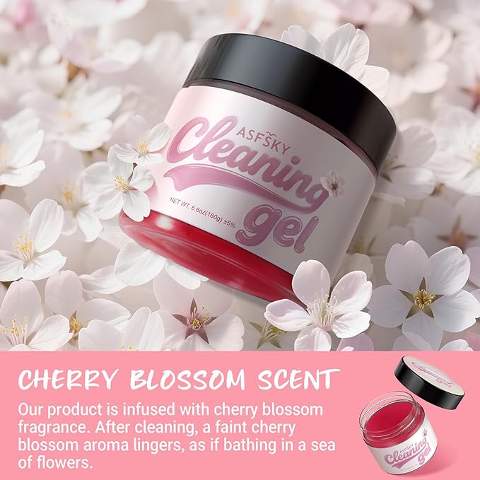 ASFSKY Car Cleaning Gel (Pink,Sakura) Cleaning Putty Universal Dust Cleaning Car Interior Cleaner Keyboard Dust Remover Car Slime Gifts for Men Women girl（1 pack）