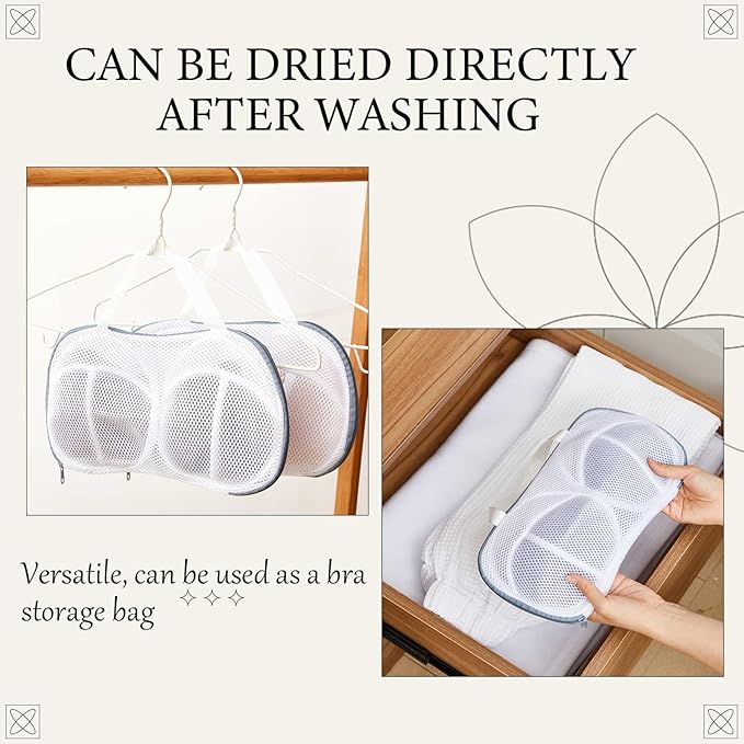 SATINIOR 6pcs Large Bra Lingerie Wash Bags for Laundry Delicates Bra Washer Protector with Zipper, Mesh Fabric, Fits All Cups Anti Deformation Cleaning and Drying Delicates for Washing Machine