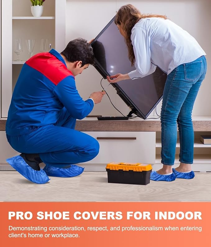 Shoe Covers Disposable – 140 Pack (70 Pairs), Roll-Pack CPE Boot Covers, Waterproof, Stretchable, Fits Up to Men’s 10 / Women’s 12, Ideal for Indoor & Outdoor Use, Easy Storage – Blue