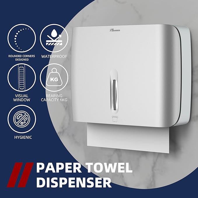 Commercial Paper Towel Dispenser Wall Mount with Key Pack of 2 Plastic 10⅞” Length X 8¼” Height X 3¾” Depth for Restroom