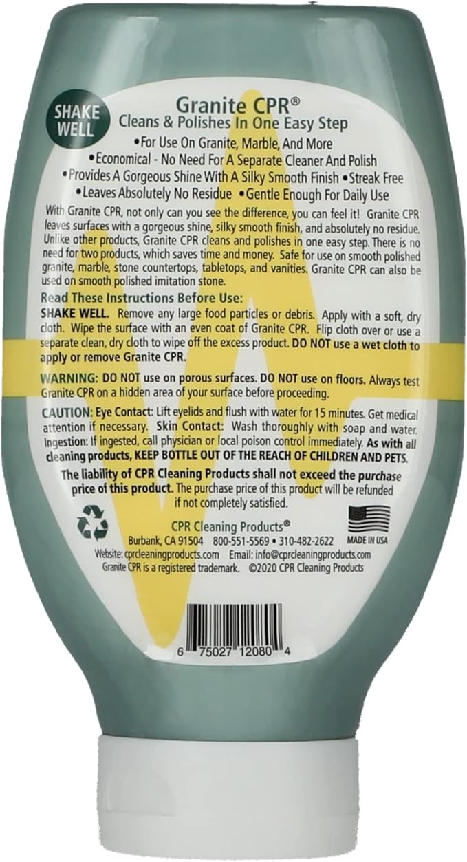 CPR Granite Cleaner Can Be Used Daily On Granite, Marble, Quartz & Corian. Leaves A Gorgeous Streak-Free Shine & Silky Smooth Finish (18 Ounce (Pack of 2))