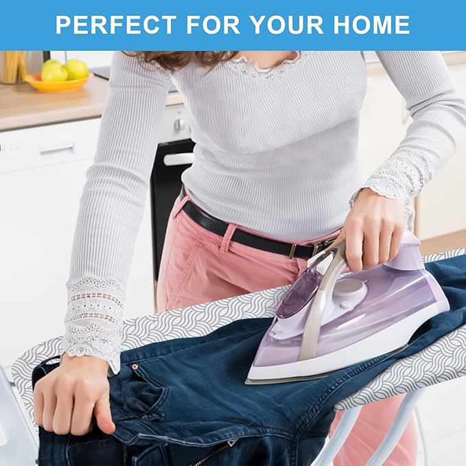 Extra-Wide Ironing Board Cover and Pad Replacement with Scorch and Stain Resistant Thick Padding and Elasticized Edge 18" x 49" Ironing Board Covers 4 Fasteners and 1 Protective Scorch Mesh Cloth