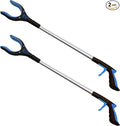 RMS 2-Pack 32 Inch Extra Long Grabber Reacher with Rotating Jaw - Mobility Aid Reaching Assist Tool (Blue)