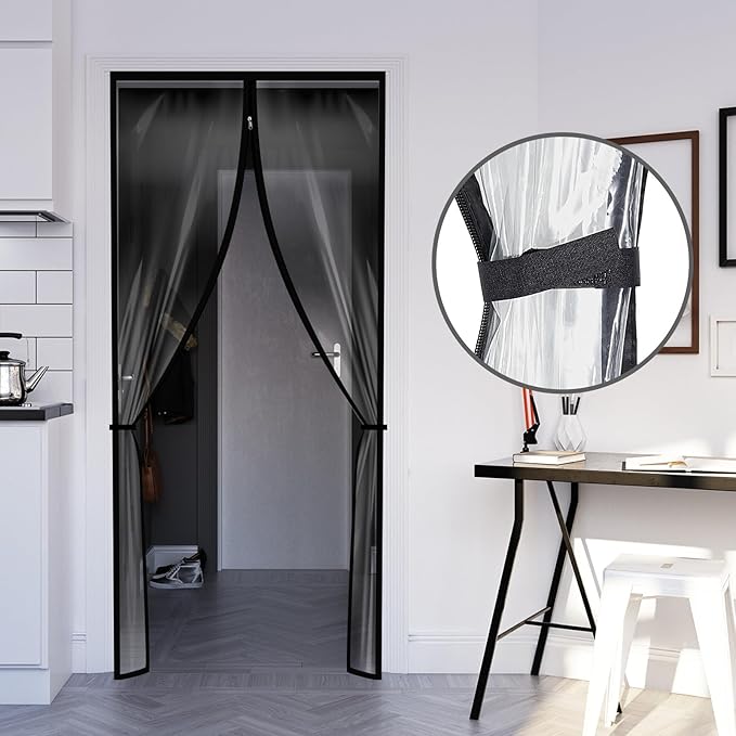 Amylove Zipper 34 x 80 Inch Dust Barrier Door Kit Construction Door Barrier 2.8 x 6.7 ft Reusable Plastic Curtain Cover Containment Standard Doorway Temporary Wall Screen Sheeting for Bathroom Hallway