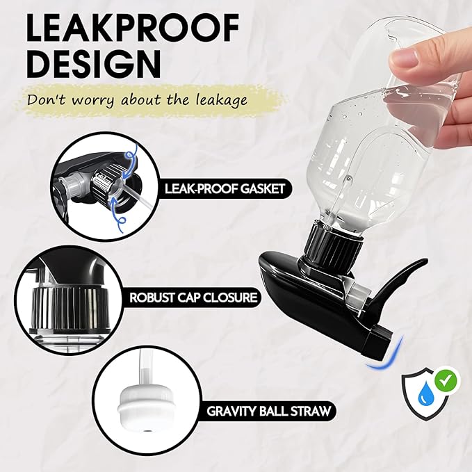 2 Packs Plastic Spray Bottles 360° Water Spray Bottle for Cleaning - 10 oz/300 ml Upside Down Spray Bottle Small Squirt Bottle with Adjustable Nozzle for Hair, Cooking, Plant, Pet (Clear + Brown)