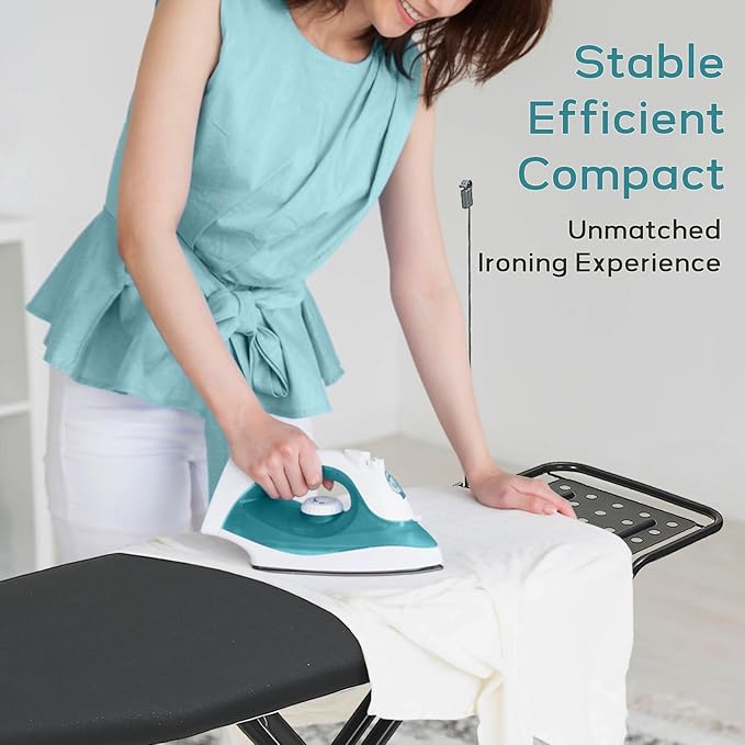 Ironing Board Full Size, RAINHOL 43"x13" Sturdy Iron Board with Iron Rest and Garment Rack, Height Adjustable Metal Construction with Ultra Thick Cover and Padding, Foldable and Heavy Duty