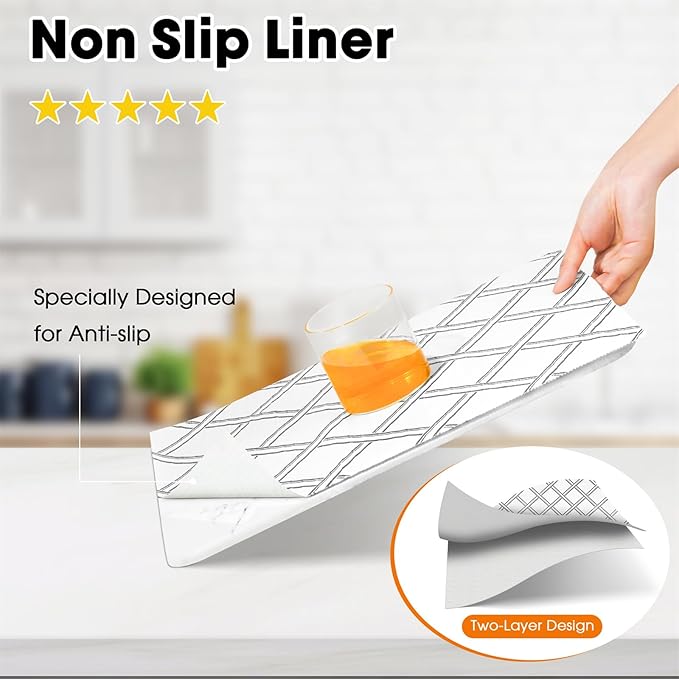 Drawer and Shelf Liners for Kitchen Cabinets Non-Adhesive Cabinet Liners Strong Grip Non Slip Waterproof Contact Paper for Cabinets and Drawers Shelves Cupboard,Geometric,12IN X 20FT