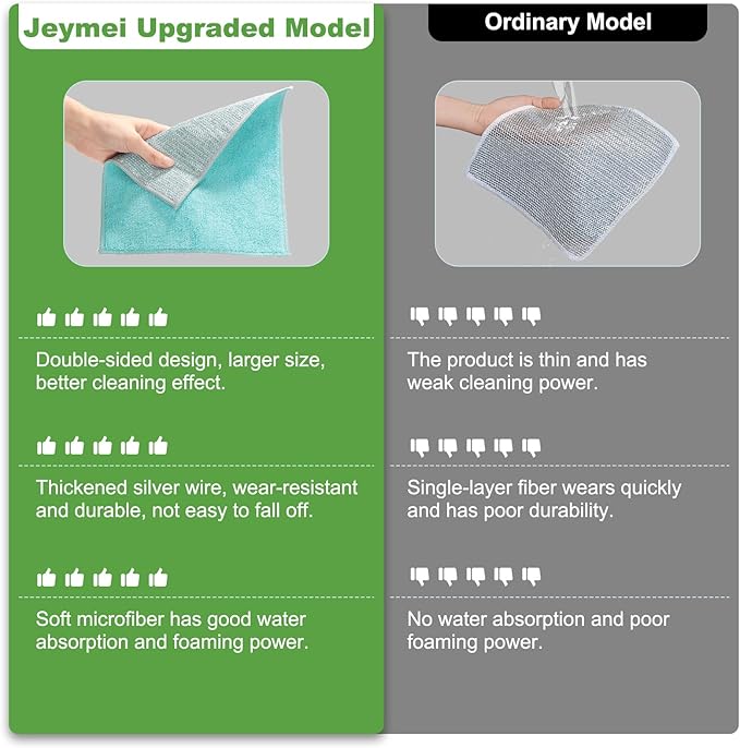 10counts Non Scratch Wire Dishcloth Multipurpose Wire Dishwashing Rag for Washing Dishes,Double Layer Microfiber Cleaning Cloth,Reusable Diamond Weave Steel Wool Scrubber Cloths,Blue