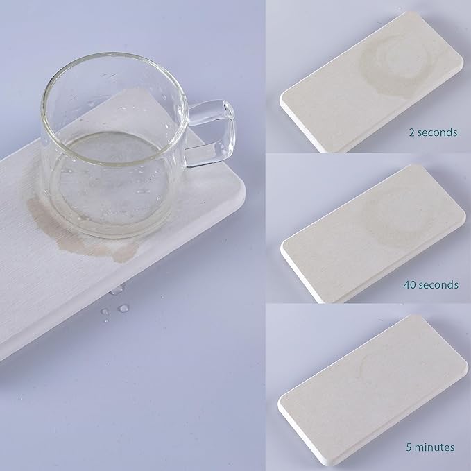 Set of 4 Water Absorbent Diatomite Coasters, Diatomaceous Earth Kitchen Soap Dish, Bathroom Trays, Water Absorbing Stone Used for Hand Soaps & Plants & Toiletries in The Modern Home