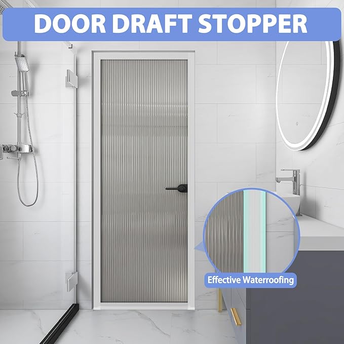 Weather Stripping Door Draft Stopper Flexible Self Adhesive Silicone Door Seal Strip for Glass Doors Windows and Shower Glass Gaps, 2 Inch Wide X 40 Feet Long, Clear