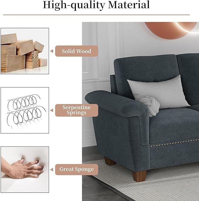 JAMFLY 108" Modular Sectional Sofa with Storage, L Shaped Sofa Couch with Reversible Ottoman, 4-Seat Convertible Sectional Couches with Cup Holders for Living Room, Apartment, Dark Grey