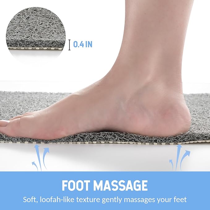 Non-Slip Bathtub Mat, Anti Slip Shower Mat, Fast Drying Bathtub Mats, Foot Scrubber Mat, Anti Slip Mat for Tub, Floor, Bathroom, Kitchen, Home, Hotel (Grey 36"×24")